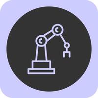 Industrial Robot Linear Round Icon vector