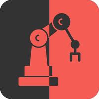 industrial robot rojo inverso icono vector