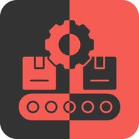 Conveyor System Red Inverse Icon vector