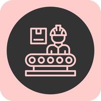 Production Line Worker Linear Round Icon vector