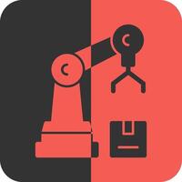 Robot Assembly Red Inverse Icon vector