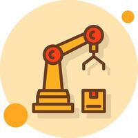 Robot Assembly Filled Shadow Cirlce Icon vector