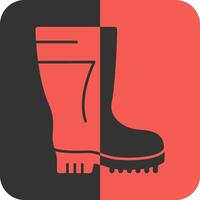 la seguridad bota rojo inverso icono vector