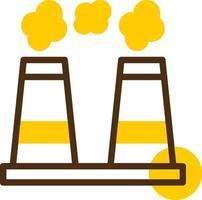 Factory Chimney Yellow Lieanr Circle Icon vector