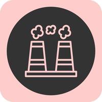 Factory Chimney Linear Round Icon vector