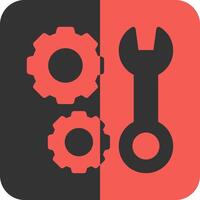 Maintenance Wrench Red Inverse Icon vector