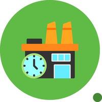 Factory Clock Flat Shadow Icon vector