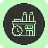 fábrica reloj lineal redondo icono vector