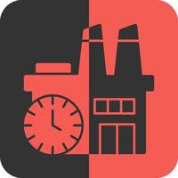 fábrica reloj rojo inverso icono vector