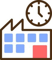 fábrica reloj color lleno icono vector