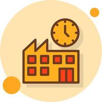 Factory Clock Filled Shadow Cirlce Icon vector