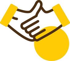 Handshake Yellow Lieanr Circle Icon vector