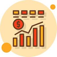 Financial Chart Filled Shadow Cirlce Icon vector