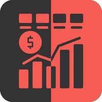 Financial Chart Red Inverse Icon vector