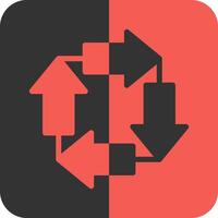 Counter Clockwise Arrows Red Inverse Icon vector