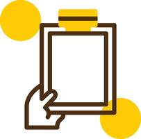 Hand Clipboard Yellow Lieanr Circle Icon vector