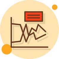 Line Graph Filled Shadow Cirlce Icon vector