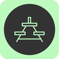 Picnic Table Linear Round Icon vector