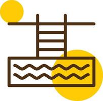 nadando piscina amarillo mentir circulo icono vector