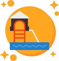 Water Slide Tailed Color Icon vector