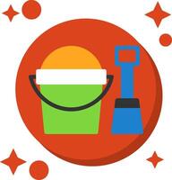 Shovel and Pail Tailed Color Icon vector