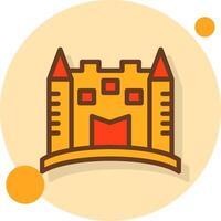 castillo de arena lleno sombra cirlce icono vector