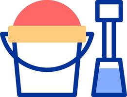 Shovel and Pail Color Filled Icon vector