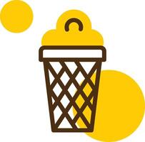 Ice Cream Cone Yellow Lieanr Circle Icon vector