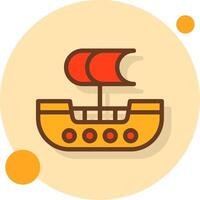 Pirate Ship Filled Shadow Cirlce Icon vector