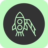 Rocket Linear Round Icon vector