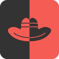 vaquero sombrero rojo inverso icono vector