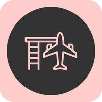Airplane Linear Round Icon vector