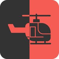 helicóptero rojo inverso icono vector