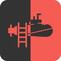submarino rojo inverso icono vector