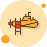 Submarine Filled Shadow Cirlce Icon vector