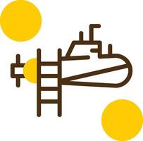 Submarine Yellow Lieanr Circle Icon vector