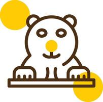 Polar Bear Yellow Lieanr Circle Icon vector