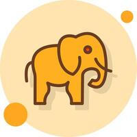 elefante lleno sombra cirlce icono vector