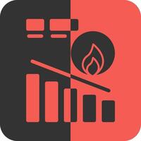 Burn Down Chart Red Inverse Icon vector