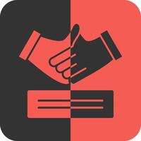 Handshake Red Inverse Icon vector