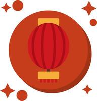 Red Lantern Tailed Color Icon vector