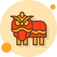 Lion Dance Filled Shadow Cirlce Icon vector