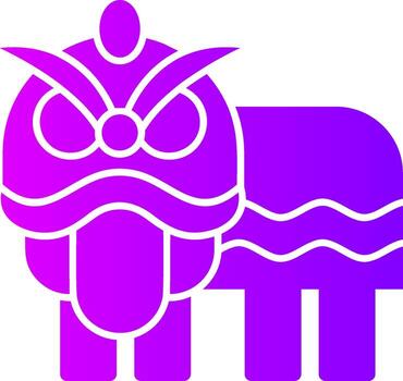 Lion Dance Solid Multi Gradient Icon vector