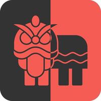 Lion Dance Red Inverse Icon vector