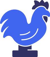 Rooster Figurine Solid Two Color Icon vector