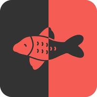 Koi Fish Red Inverse Icon vector