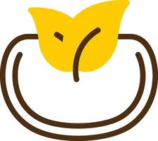 Tea Leaves Yellow Lieanr Circle Icon vector