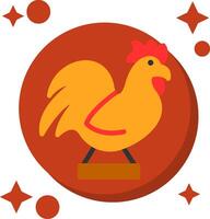 Golden Rooster Tailed Color Icon vector