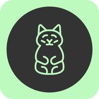 Prosperity Cat Linear Round Icon vector