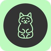 Prosperity Cat Linear Round Icon vector